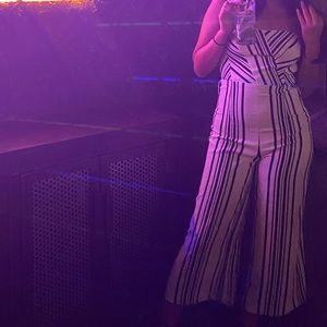 White & black striped jumpsuit